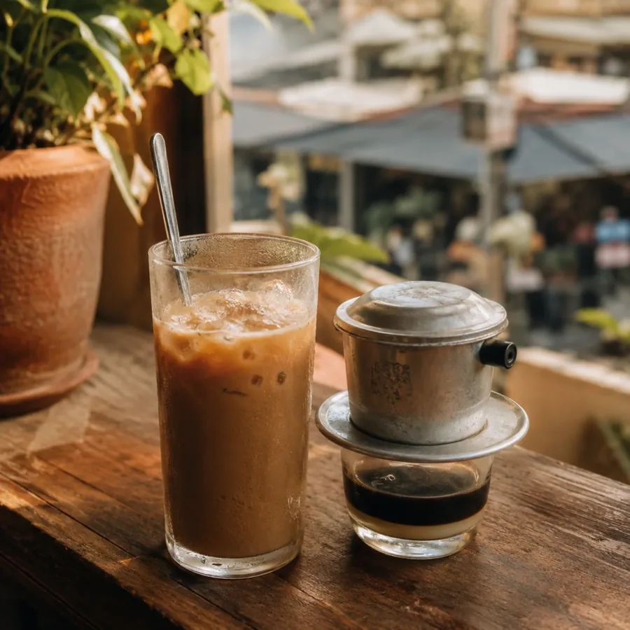 Ly trà trái cây trên bàn gỗ